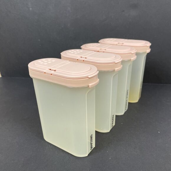 Tupperware Modular Mates Pink Spice Shakers 4 Large #1846 w/Lids 8 Ounce - Picture 1 of 8